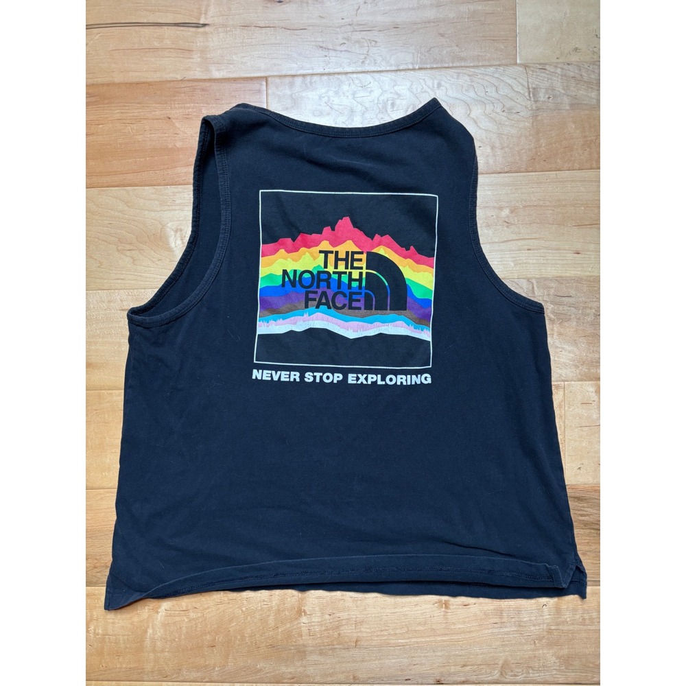 The North Face Tank Top Womens L Black Pride Rainbow Graphic Sleeveless Tee